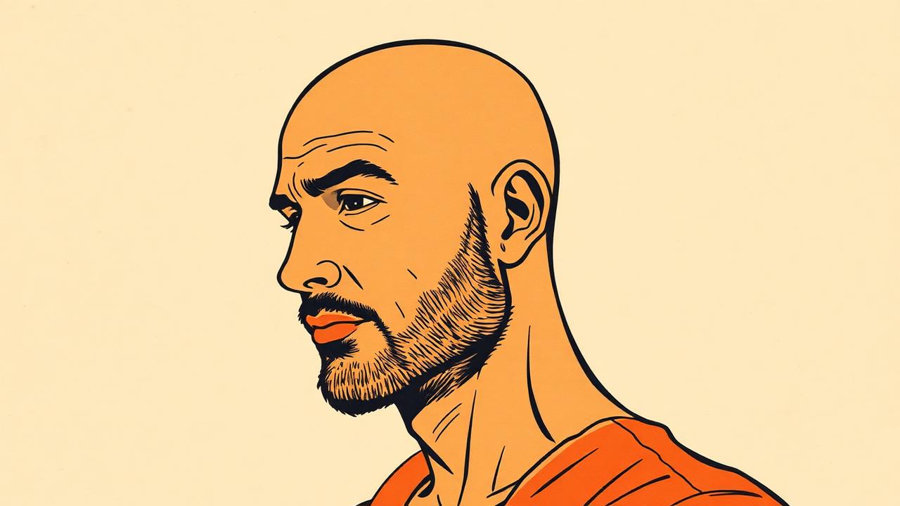 Profilo di uomo con testa rasata e barba curata